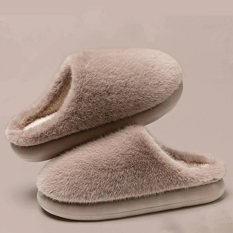 Winter Soft Plush Slippers Warm Skin Antislip Thick 4CM EVA Sole Comfortable