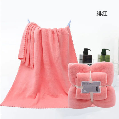 2PC Bath Towels Set Super Soft Highly Absorbent Quick-drying Coral Velvet Bath Towel For Adults Hotel & Spa Use