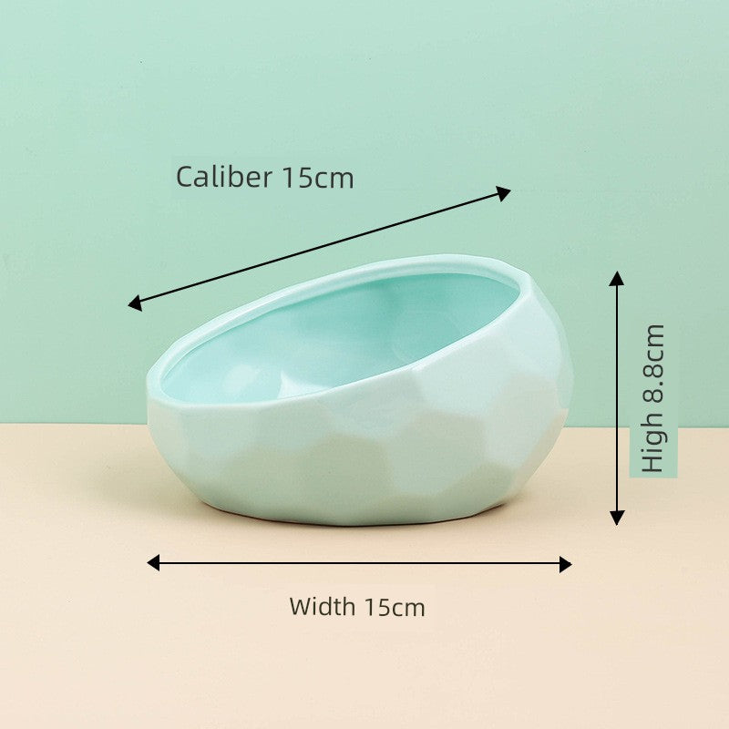 Cat Bowl Ceramic Oblique High Leg Wooden Frame Cat Food Holder Protection Cervical Spine Cat and Dog Water Bowl Food Bowl Dog Bowl Pet Bowl