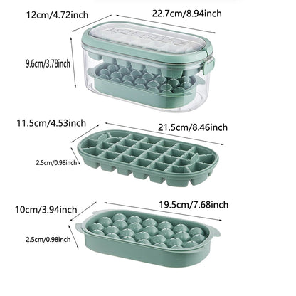 1 Set Round Ice Cube Trays With Lid&Bin,Container ,Shovel And Tote Lid ,Ice Ball ,Cube Maker For Freezer, BPA Free Easy Release