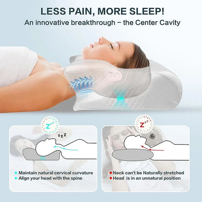 New Memory Foam Cervical Pillow, 2 in 1 Ergonomic Contour Orthopedic Pillow for Neck Pain, Contoured Support Pillows,Neck Pillow