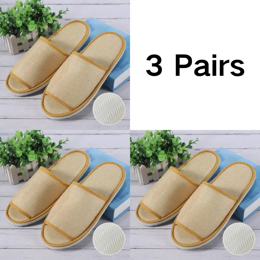 3 Pairs/Set Closed Toe Non-slip Hotel Slippers High Quality Disposable Hotel Bathroom Slippers Indoor Guest Travel Slippers Hot