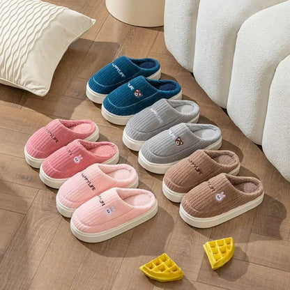 Cotton Slippers for Women Suitable for Home Use Indoor Anti Slip Confinement Shoes Thick Soled Warm for Couples Men Slippers