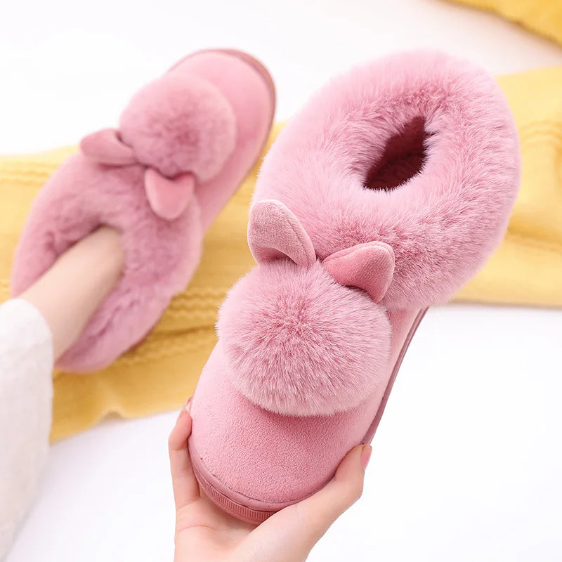 Pallene Warm Fuzzy Fluffy Slippers For Women 2024 Winter New Indoor Non-slip Plush Slides Indoor Soft Comfort Home Cotton Shoes