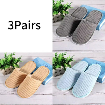 3 Pairs/Set Closed Toe Non-slip Hotel Slippers High Quality Disposable Hotel Bathroom Slippers Indoor Guest Travel Slippers Hot