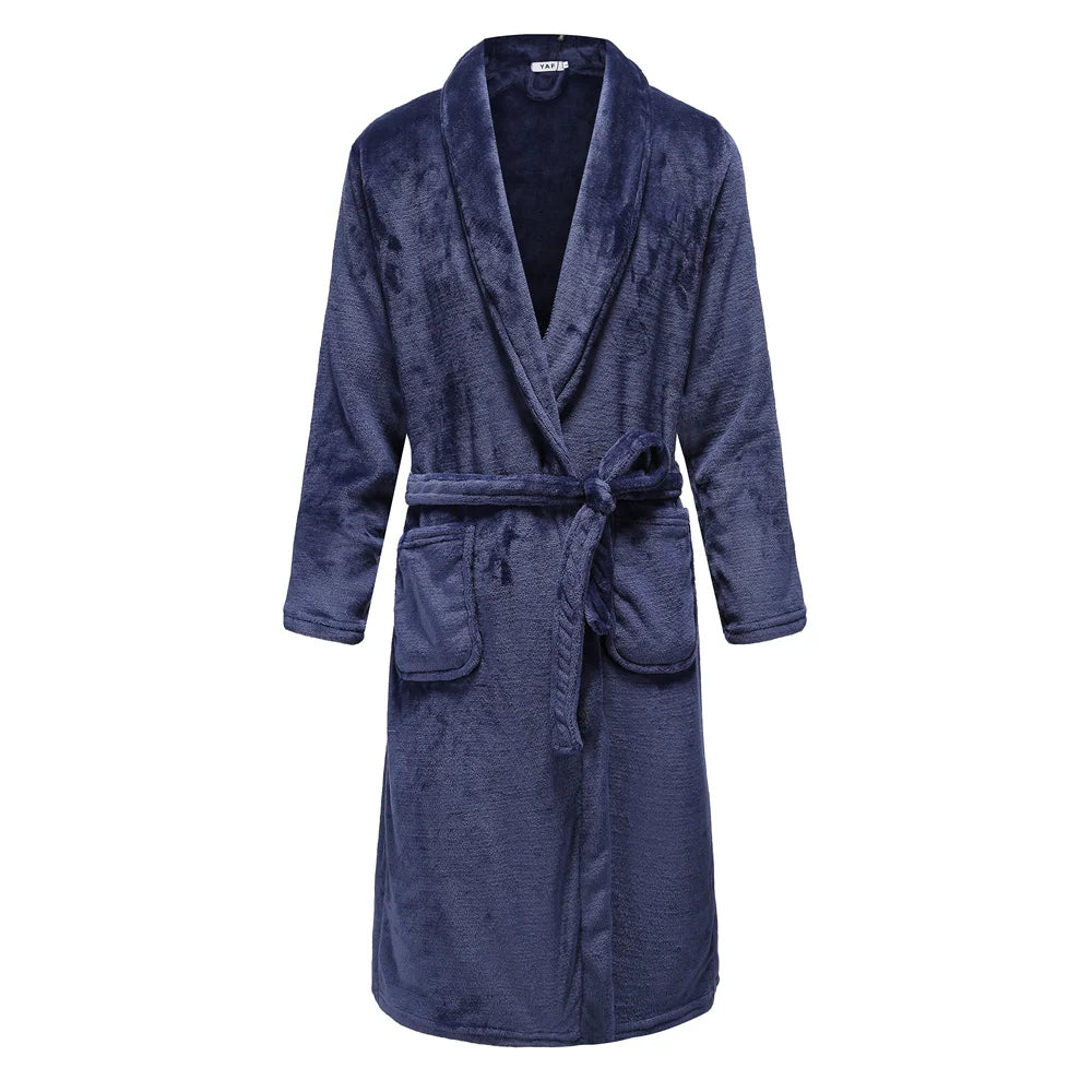 Large Size 3XL Flannel Robe Kimono Bathrobe Gown Winter Coral Fleece Sleepwear Nightwear Loose Thickened Home Wear Loungewear