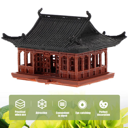 Miniature Pavilion Statue, Japanese Pagoda Model Chinese Bonsai Figurines Fairy Garden Mini Pavilion Tower Figurine for Aquarium