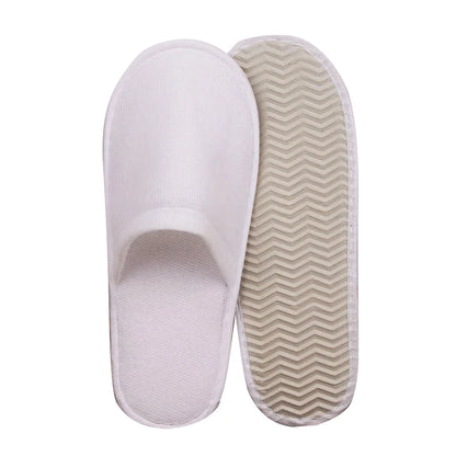 1pair Women Men Disposable Slippers White Black Non-slip Hotel Bathroom Slippers Travel Disposable Cotton Home Hospitality Shoes