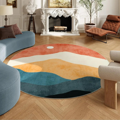 VIKAMA Round Rug for Bedroom,Soft Area Circle Area Rug, Boho Washable Classroom Rugs,Carpet for Living Room Sofa Kids Room Decor