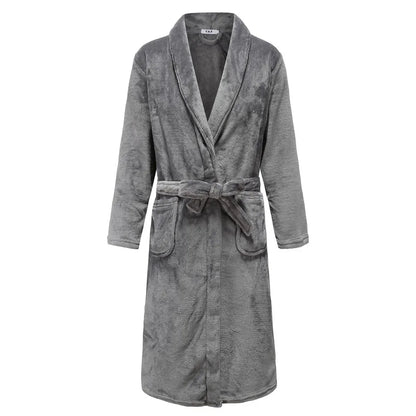 Winter New Coral Fleece Sleepwear Couple's Sleeping Robe Women's Home Clothes Bathrobe Men's Oversize Flannel Thickened Yukata