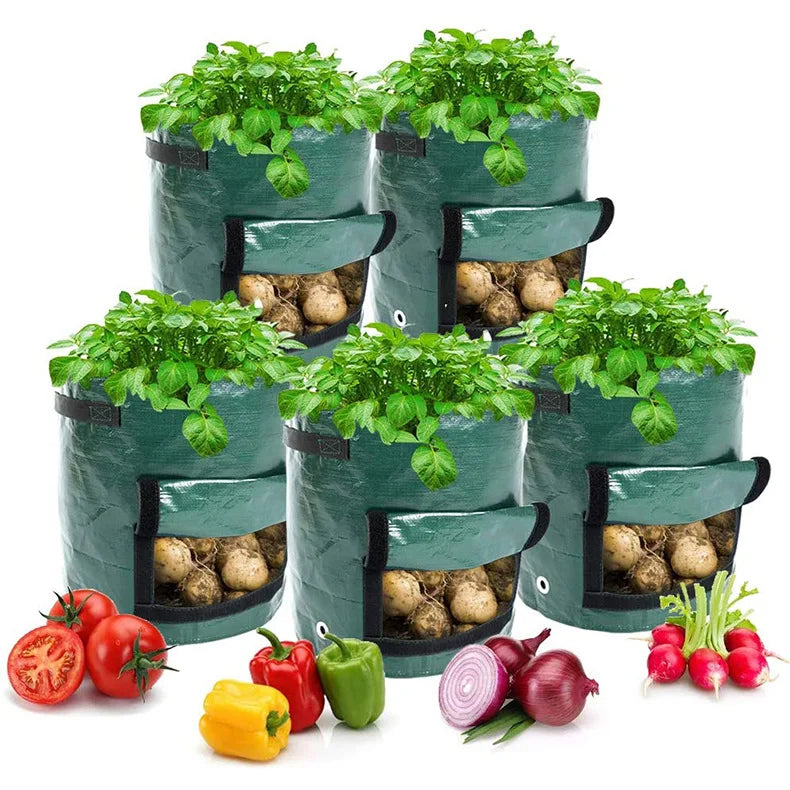 Potato Grow Bags PE Vegetable Planter Growing Bag DIY Fabric Grow Pot Outdoor Garden Pots Garden Tools Veget Garden 3 Gallons