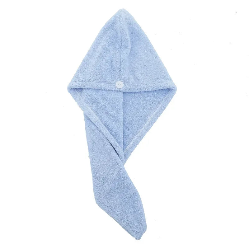 Purchase Products Microfiber Hair Towel Hair Cap with Button Feminine Bathroom Accessories Quick-drying Bathrobe Home Textile