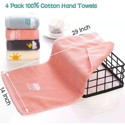 Bathroom towel, 4, 100% cotton bath towel/face towel, 14 x 29 inches