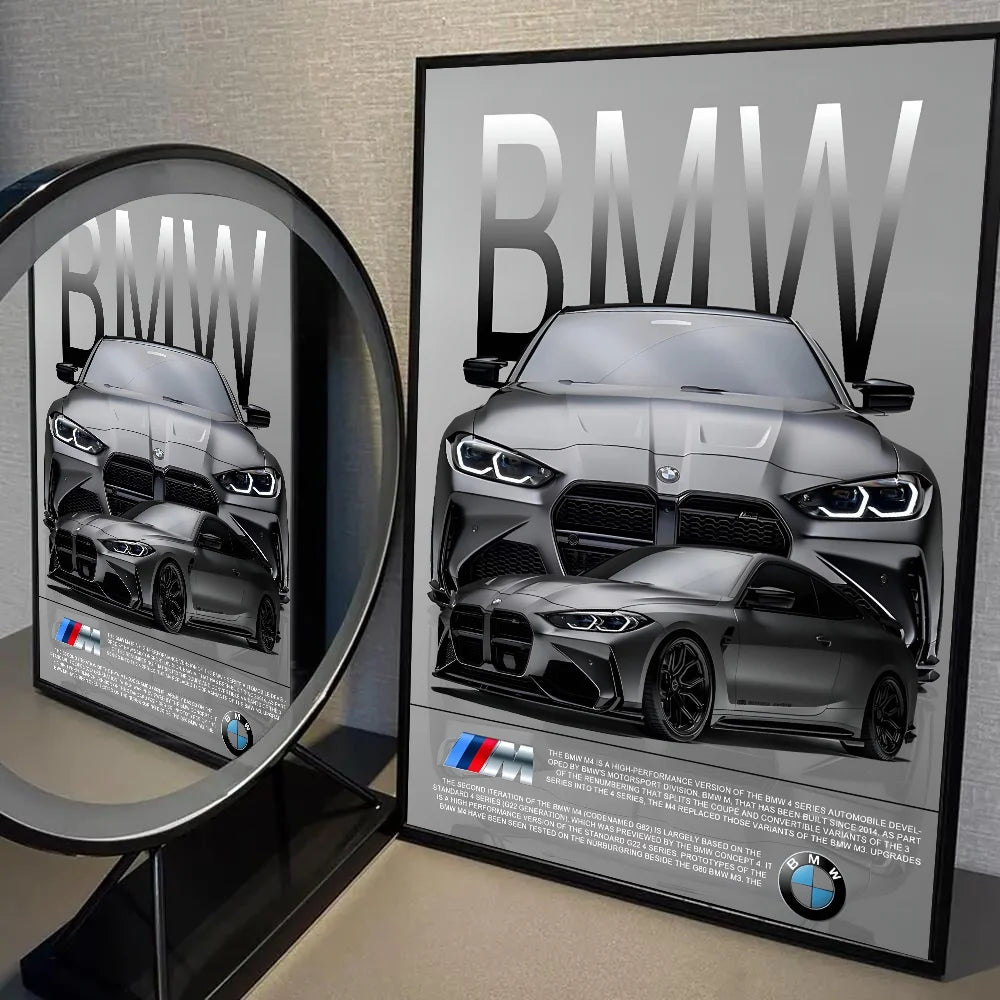 1PC Black And White B-BMW M3 M4 M5 Poster Poster Paper Print Home Living Room Bedroom Entrance Bar Cafe Art Painting Decoration