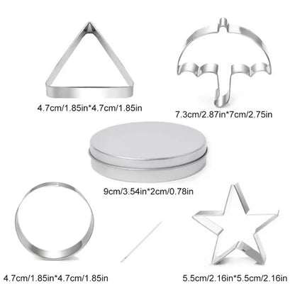 Squid Game Sugar Cookie Mold Set Candy Maker Tools Circle Triangle Star Umbrella Shape Stainless Steel Biscuit Mold Child Game