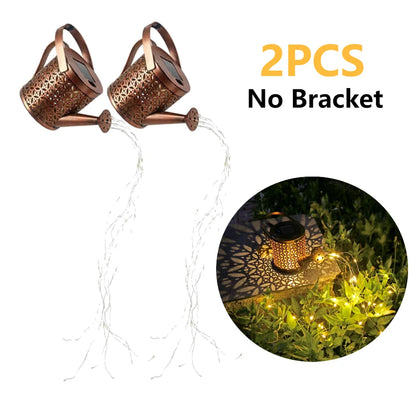 Solar Powered LED Watering Can Light 2/1PCS Waterproof Outdoor Garden Decorative Kettle Lamps Fairy String Solar Light