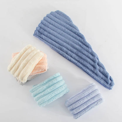 Microfiber Quick-dry Hair Towel Cap with Button Super Absorption Bath Hat Fast Drying Hair Drying Wrap 65X25CM