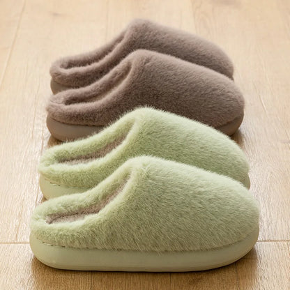 Winter Soft Plush Slippers Warm Skin Antislip Thick 4CM EVA Sole Comfortable