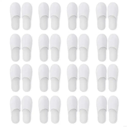 MXMF Disposable Slippers 12 Pairs Closed Toe Disposable Slippers Fit Size for Men and Women for Hotel Spa Guest Used(White)