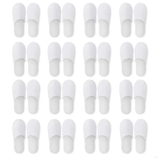 MXMF Disposable Slippers 12 Pairs Closed Toe Disposable Slippers Fit Size for Men and Women for Hotel Spa Guest Used(White)