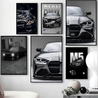 1PC Black And White B-BMW M3 M4 M5 Poster Poster Paper Print Home Living Room Bedroom Entrance Bar Cafe Art Painting Decoration