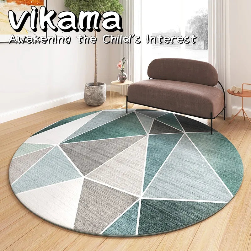 VIKAMA Geometric Round Floor Mat Modern Simple Living Room Carpet Bedroom Hanging Basket Swivel Chair Mat home decor