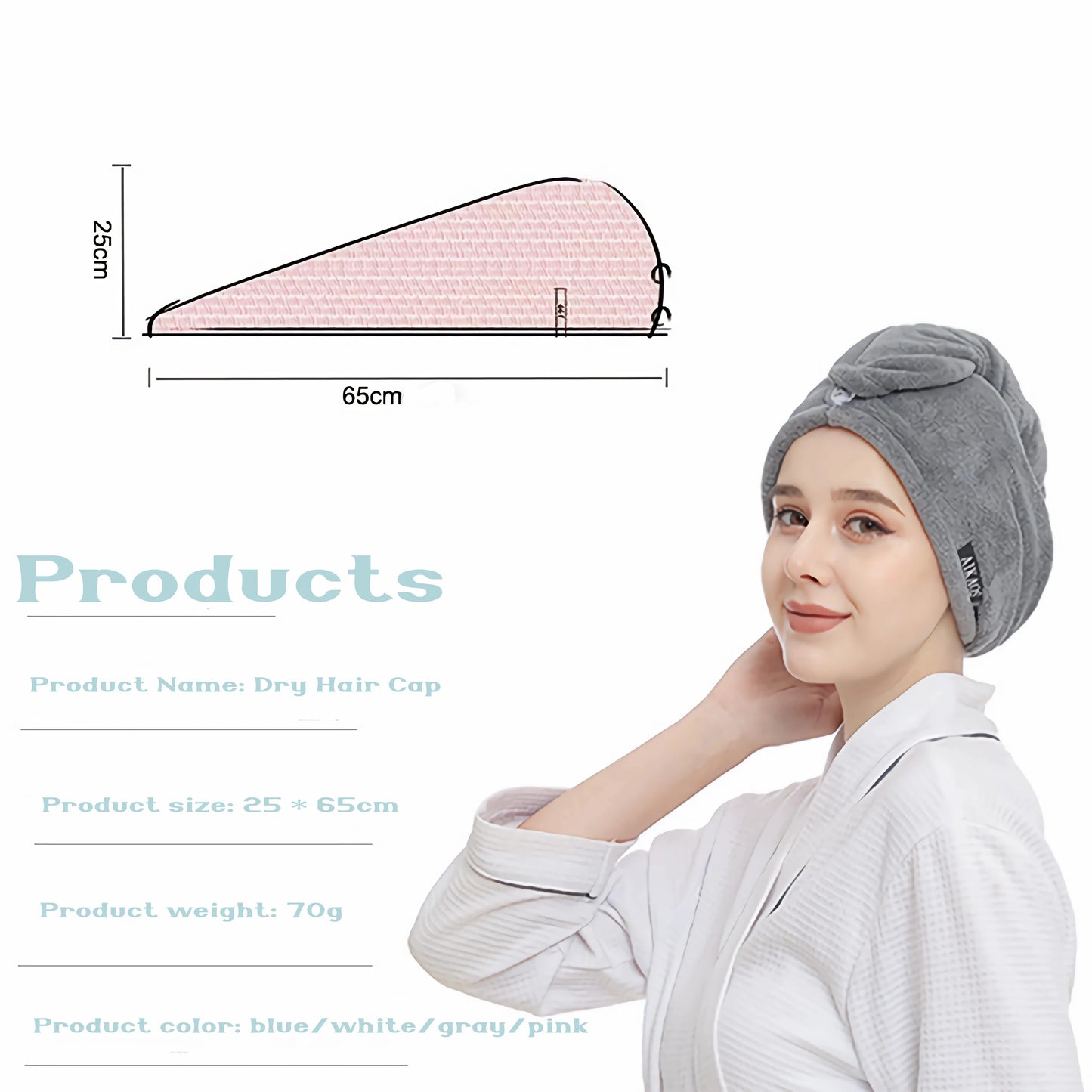 Towel Dry Hair Cap Microfiber Hair Drying Wrap Strong Water Absorbent Triangle Shower Hat