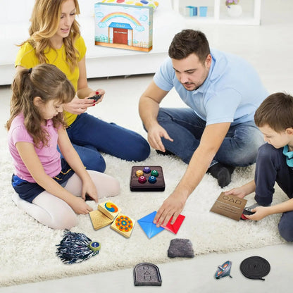 Korean Folk Game Set Square Circle Triangle Printed 5 Dice Set Gong-gi Calamari Game Korean Stone Catching Toys Party Props