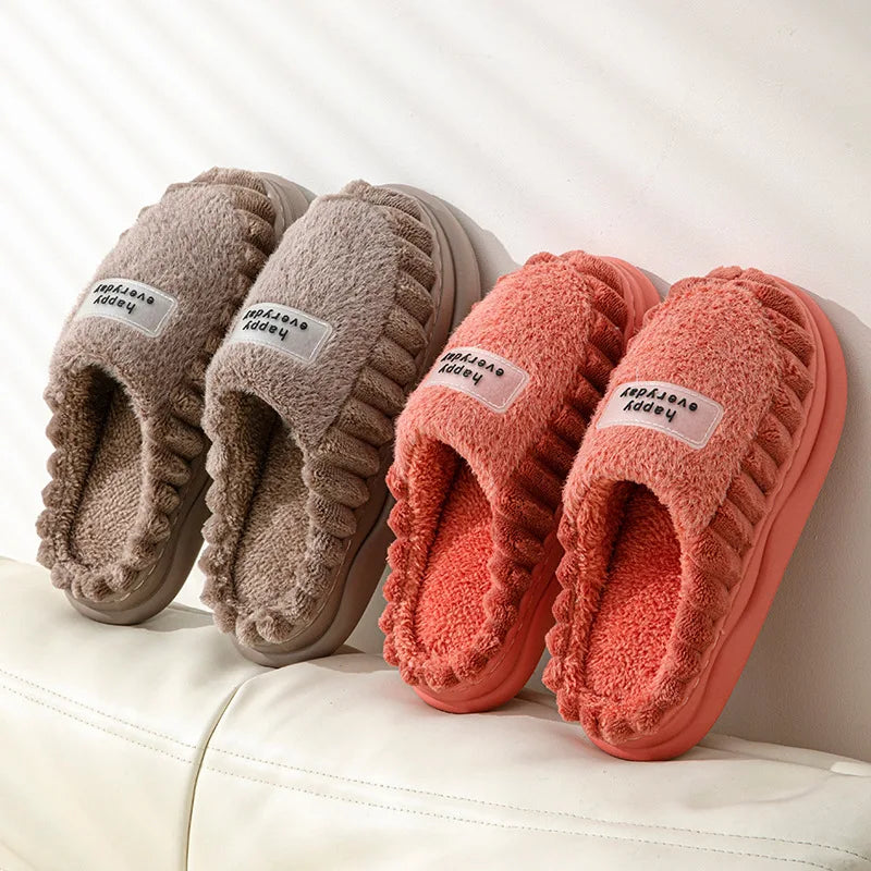 EVA Soft Sole Fluffy Slippers Women Winter Thick Warm Fur Anti-Slip Comfortable In Door Fashion