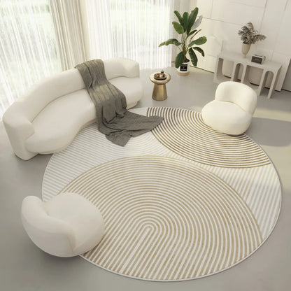 VIKAMA New Round Carpet Living Room Thickened Simple Design Suitable for Bedroom Swivel Chair and Coffee Table Decoration