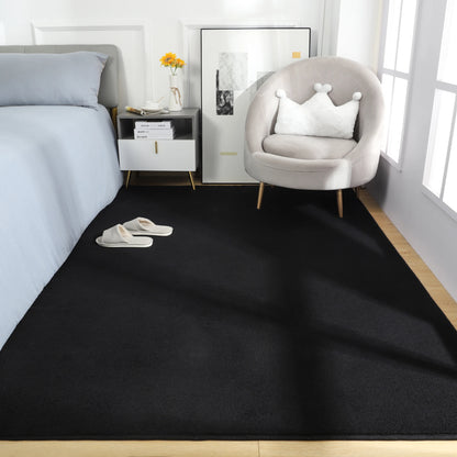 Black Rugs Living Room Carpet Nonslip Bedside Rugs Large Soft Floor Rug Children Game Mat Rectangular Home Decoratio