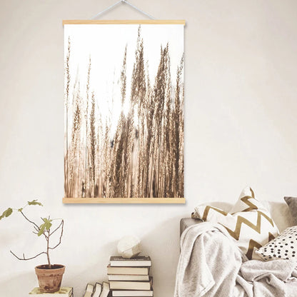 Nordic Reed Wild Plant Posters And Desert Landscape Prints Wood Hanging Scroll Canvas Painting Wall Hay Pictures Room Home Decor