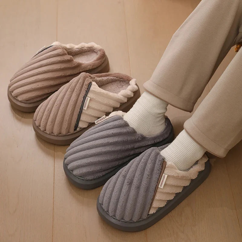 Winter Men Warm Slippers Man House Non Slip Soft Shoes Comfort Flat Home Indoor Bedroom Plush Slipper Extra-large Cotton Shoes