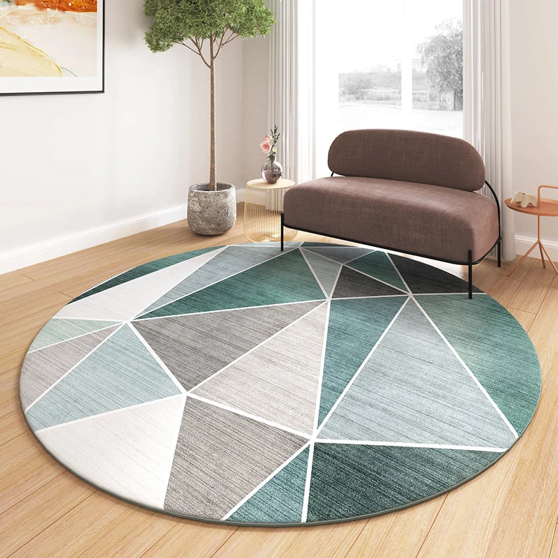 VIKAMA Geometric Round Floor Mat Modern Simple Living Room Carpet Bedroom Hanging Basket Swivel Chair Mat home decor