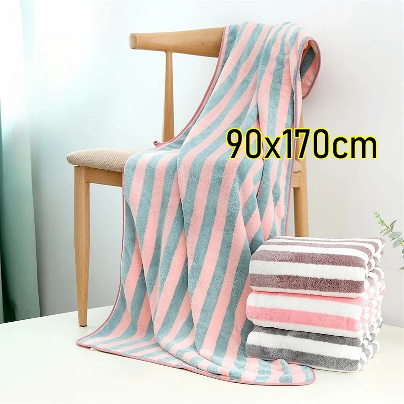 Stripe Super Soft Bath Towel 90 x 170 cm Bathroom Towel Gym Towel Sports Towel Beach Towel Super Absorbent 1pc