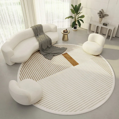 VIKAMA New Round Carpet Living Room Thickened Simple Design Suitable for Bedroom Swivel Chair and Coffee Table Decoration