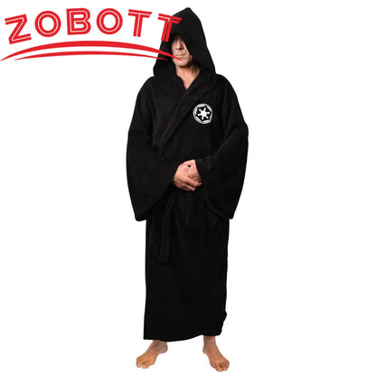 Male Flannel Robe Male With Hooded Thick Star Dressing Gown Jedi Empire Men's Bathrobe Winter Long Robe Mens Bath Robes Homewear