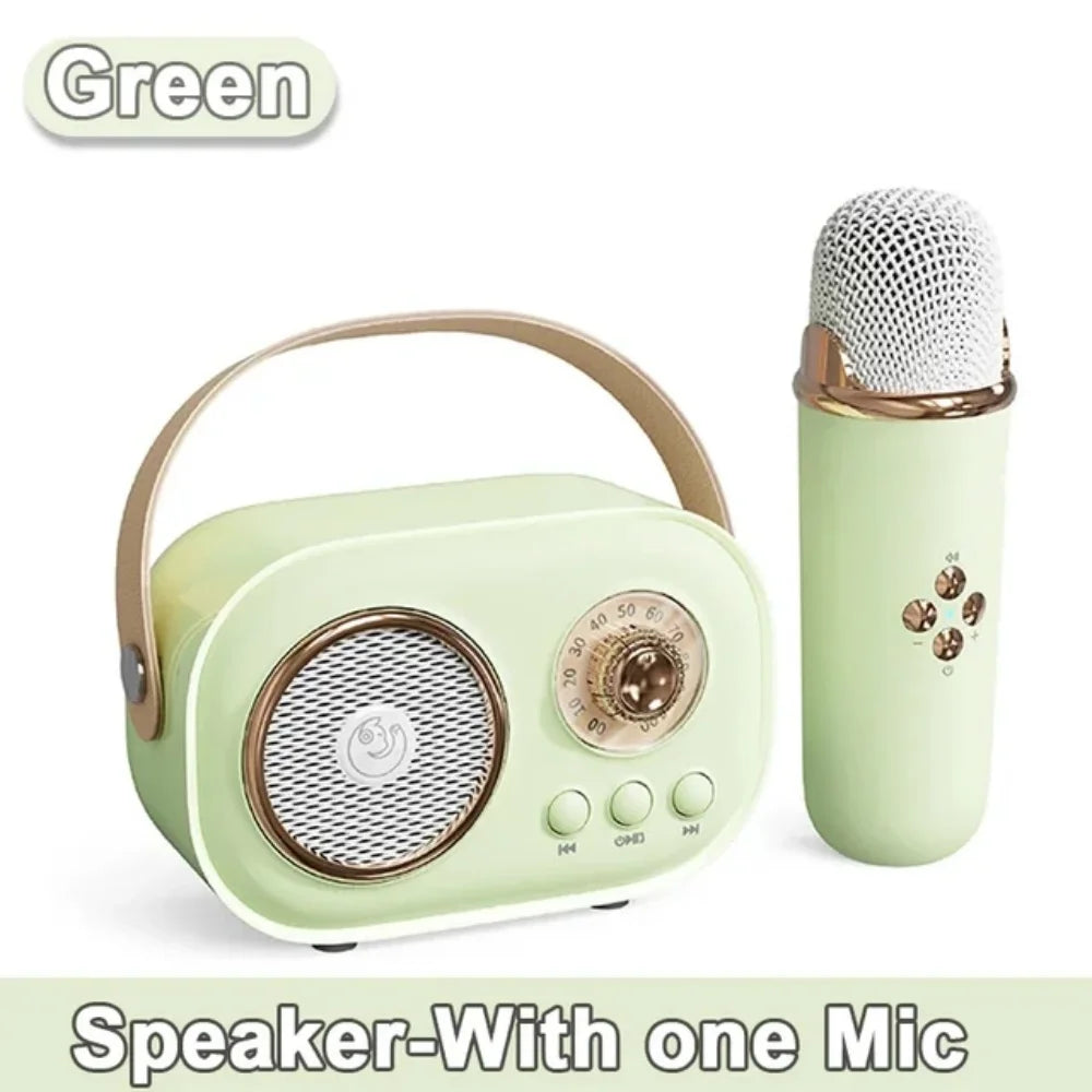 Bluetooth Speaker With 1-2 Wireless Microphone Support Karaoke TF Card FM Play HIFI Bass Handsfree Call Children's Birthday Gift