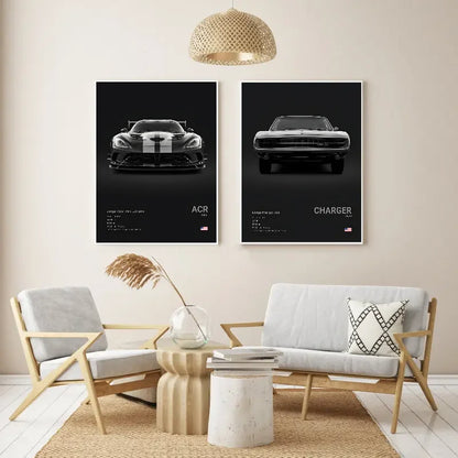 1PC Dodge Challenger SRT Hellcat Redeye Poster Self-adhesive Art Waterproof Paper Sticker Coffee House Bar Room Wall Decor