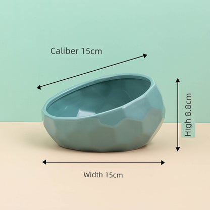 Cat Bowl Ceramic Oblique High Leg Wooden Frame Cat Food Holder Protection Cervical Spine Cat and Dog Water Bowl Food Bowl Dog Bowl Pet Bowl