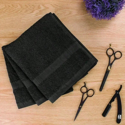 Salon Towels 100% Cotton Towel Pack Of 6 Black Spa Towel in 16x27 inches.