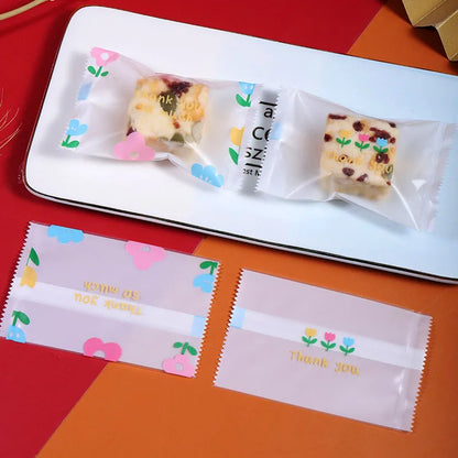 100pcs Snowflake Candy Packaging Bag New Years Christmas Party Nougat Baked Snack Cookie Pastry Pouch Wedding Supplies Sweet Bag