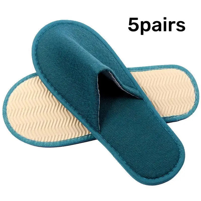 5Pairs Disposable Slippers Hotel Travel Slipper Party Home Guest Men Women Unisex Closed Toe Anti-slip Slippers Sanitary Sandals