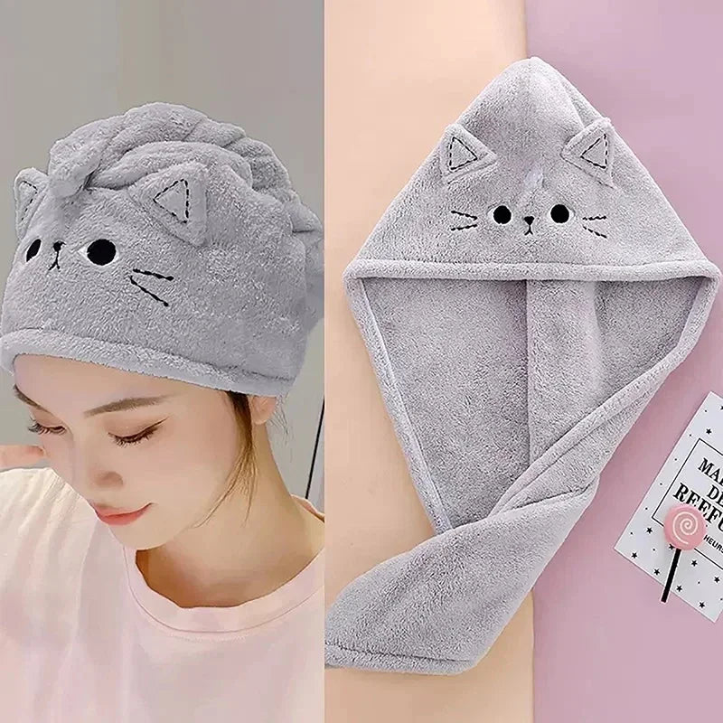 Quick-dry Hair Towel Women Long Hair Drying Hat Shower Bath Cap Hat Microfiber Solid Towel Cap Super Absorption Drying Turban