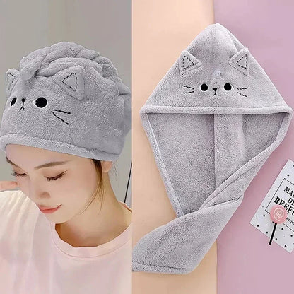 Quick-dry Hair Towel Women Long Hair Drying Hat Shower Bath Cap Hat Microfiber Solid Towel Cap Super Absorption Drying Turban