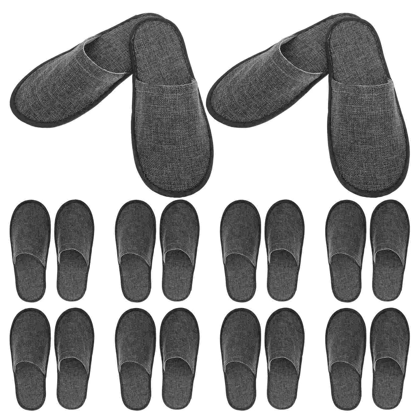 20 Pcs Home and Hotel Slippers Pairs Pack Shoes Comfortable Non-Slip Cotton Linen Spa Salon Vacation