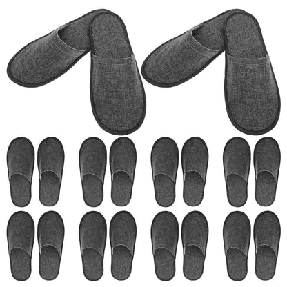 20 Pcs Home and Hotel Slippers Pairs Pack Shoes Comfortable Non-Slip Cotton Linen Spa Salon Vacation