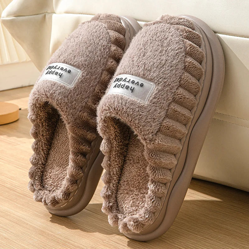 EVA Soft Sole Fluffy Slippers Women Winter Thick Warm Fur Anti-Slip Comfortable In Door Fashion