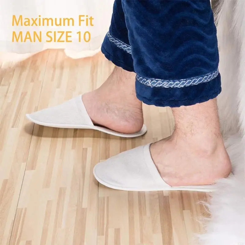 MXMF Disposable Slippers 12 Pairs Closed Toe Disposable Slippers Fit Size for Men and Women for Hotel Spa Guest Used(White)