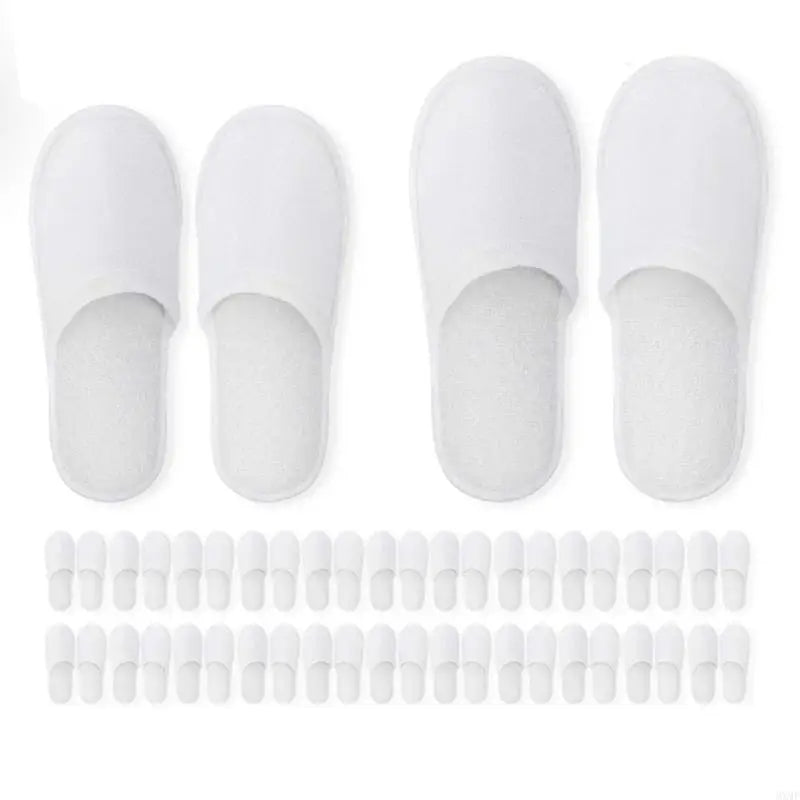 MXMF Disposable Slippers 12 Pairs Closed Toe Disposable Slippers Fit Size for Men and Women for Hotel Spa Guest Used(White)